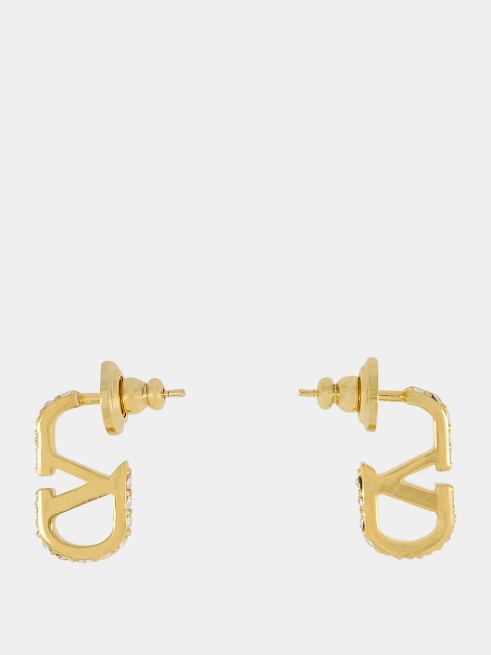 Gold Crystal VLogo Signature Earrings - Image 3