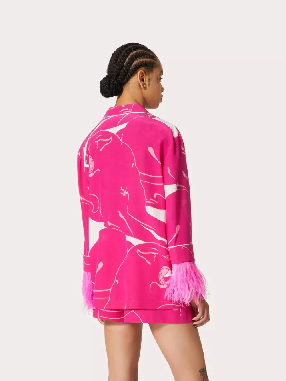 Feather-Trimmed Crêpe de Chine Blouse - Image 3