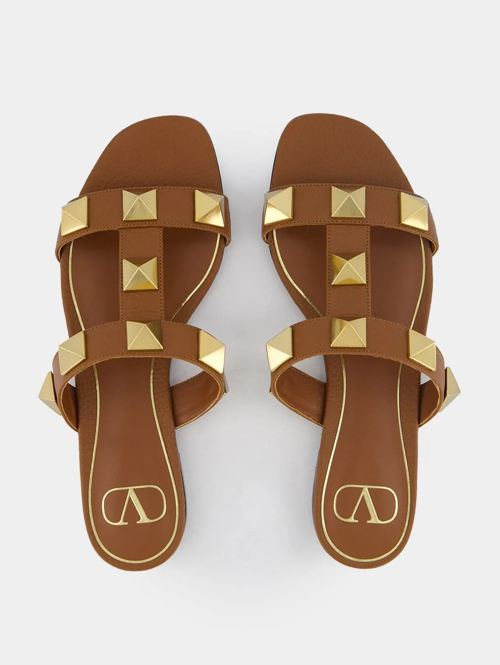 Flat Roman Stud Calfskin Slide Sandal - Image 4
