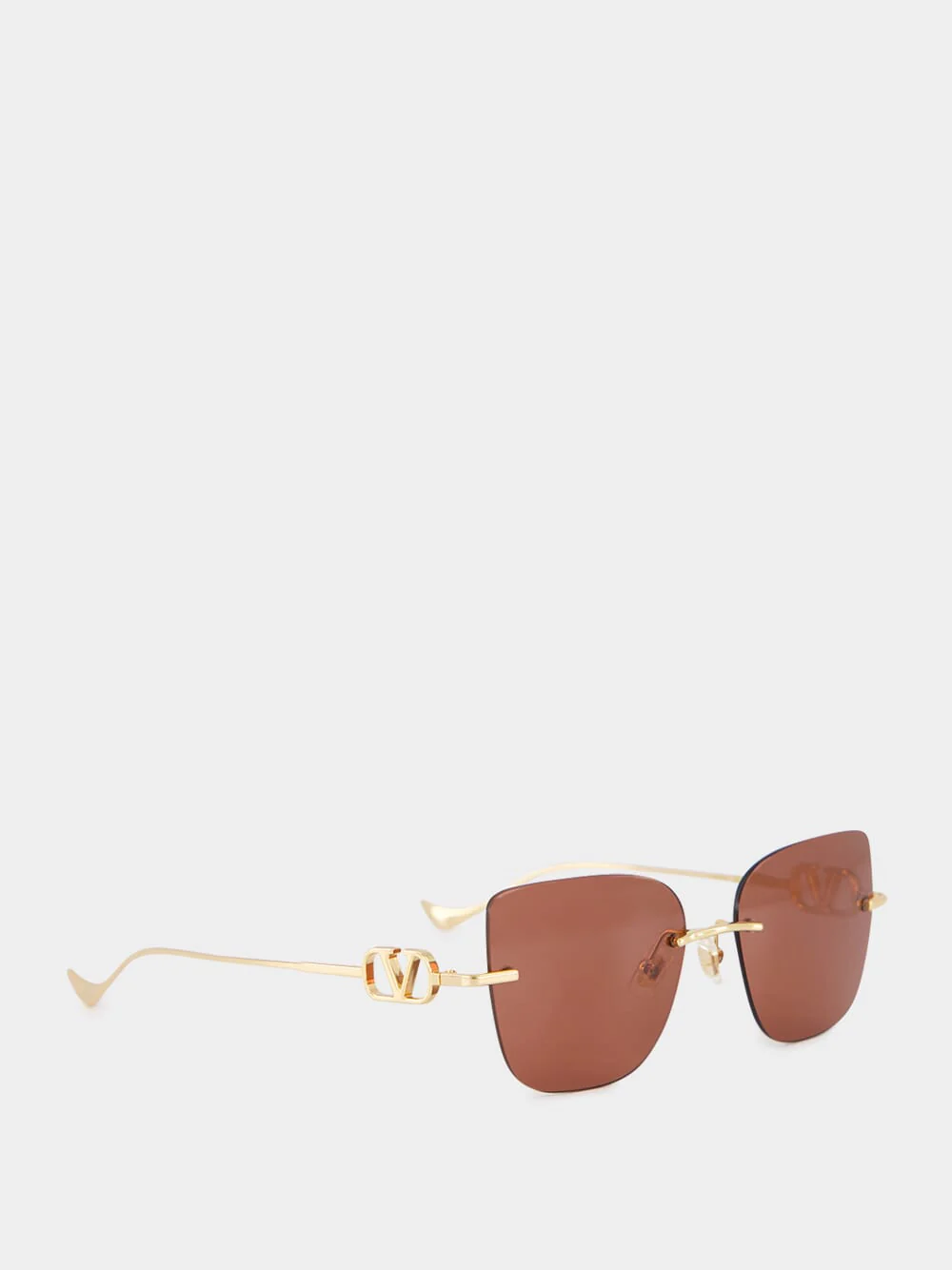 Gold and Brown Bejewelled Metal Sunglasses - Image 2