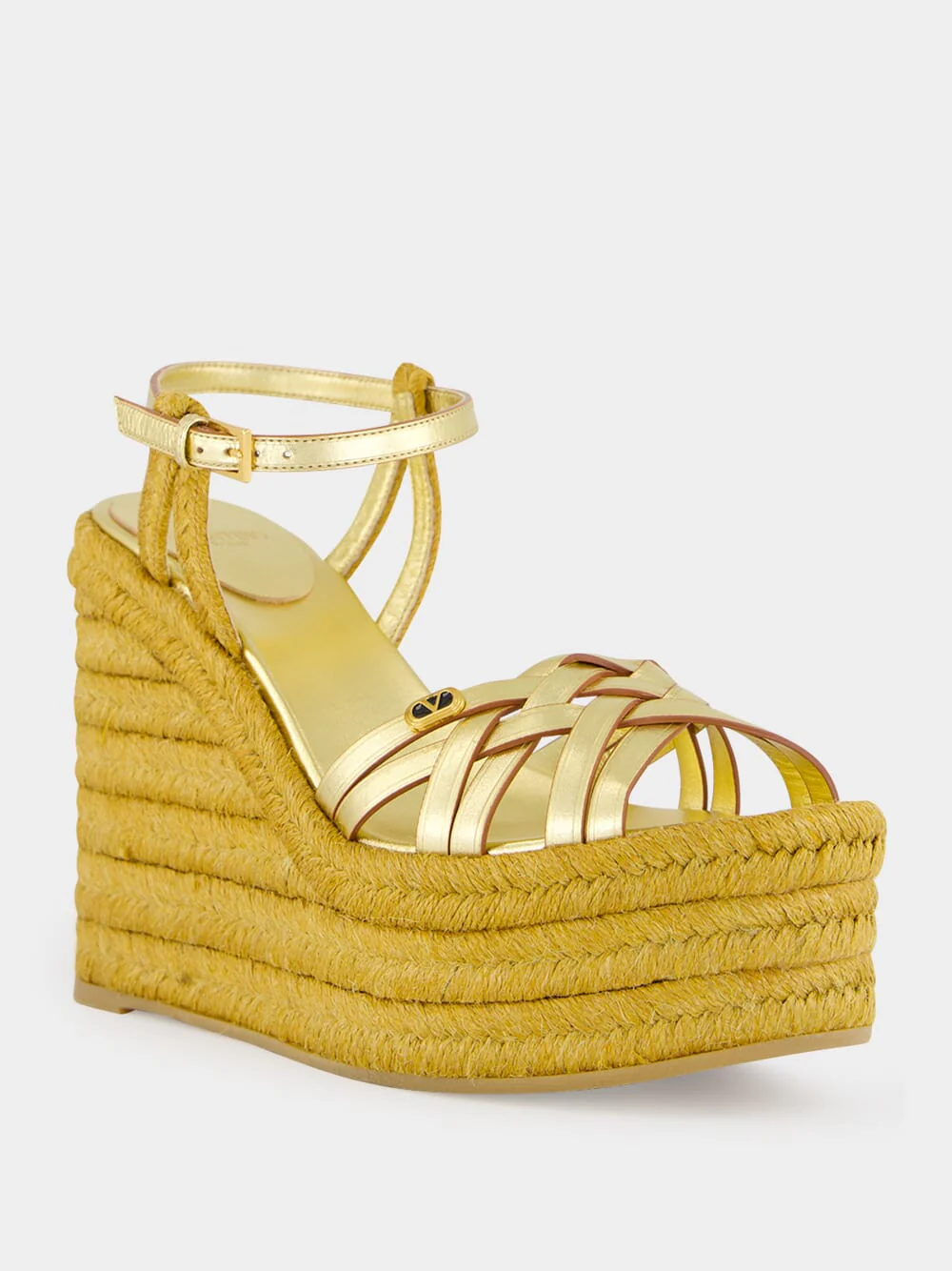 Gold Calf Leather Wedge Espadrilles - Image 2