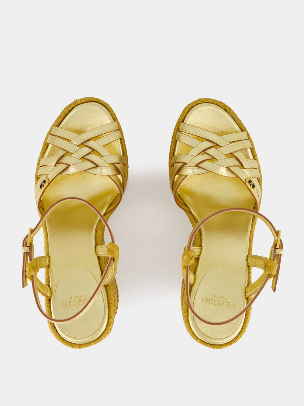 Gold Calf Leather Wedge Espadrilles - Image 4