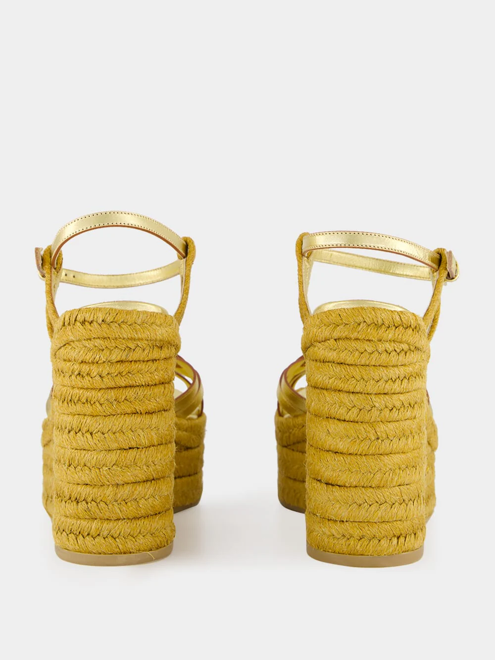 Gold Calf Leather Wedge Espadrilles - Image 5