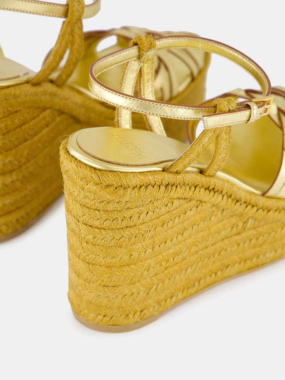 Gold Calf Leather Wedge Espadrilles - Image 6
