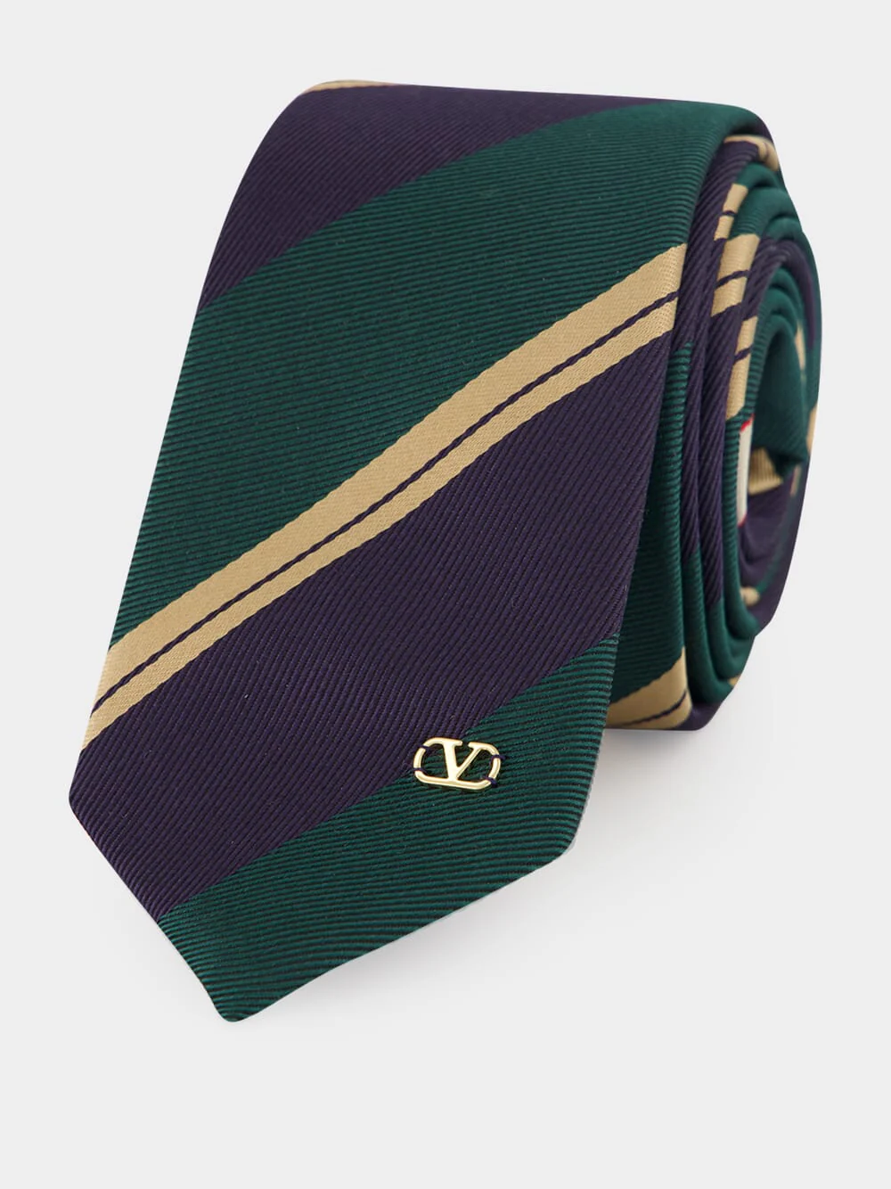 Green and Blue Jacquard Regimental Silk Tie