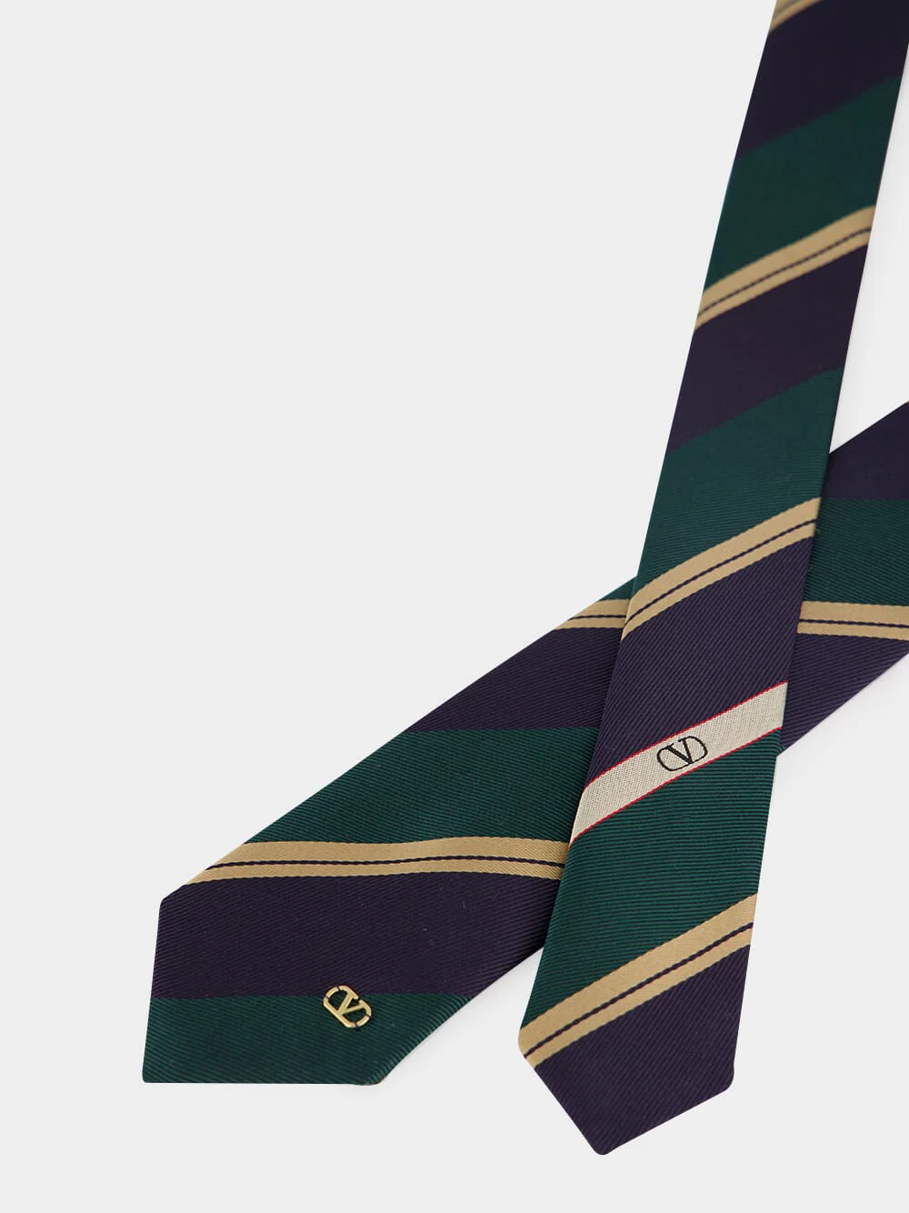 Green and Blue Jacquard Regimental Silk Tie - Image 5