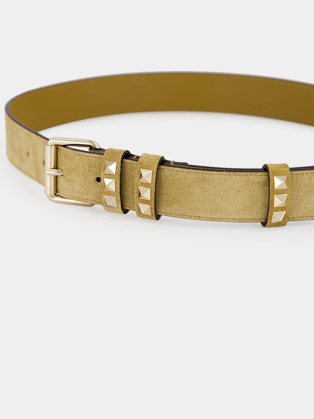 Havana Beige Rockstud Suede Belt - Image 3