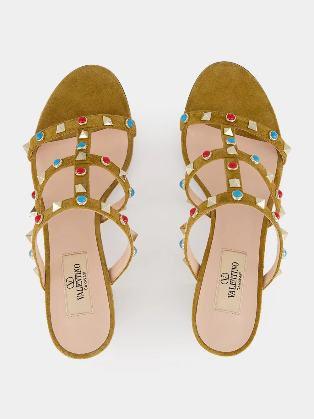 Havana Beige Rockstud Suede Sandals - Image 5