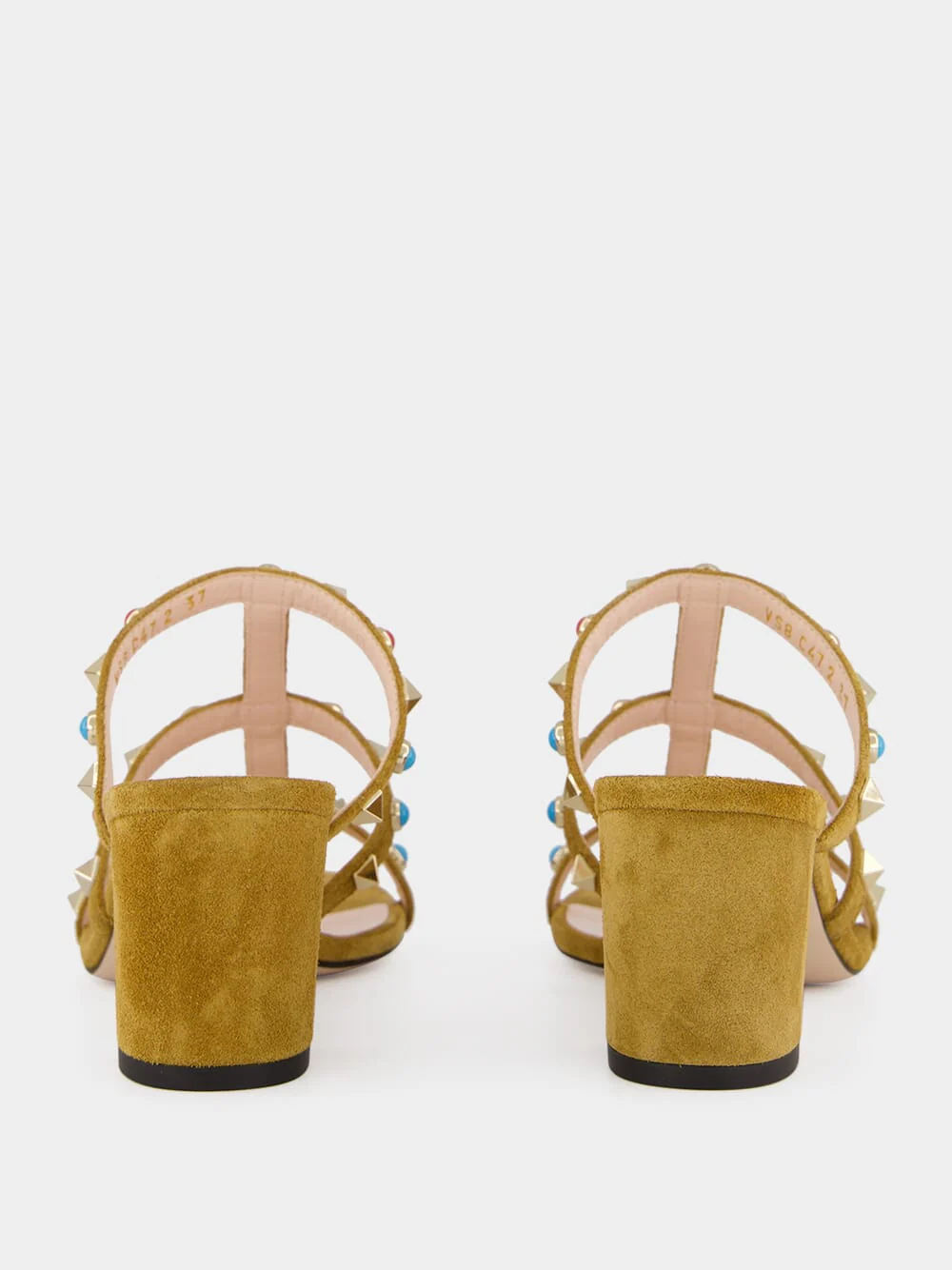 Havana Beige Rockstud Suede Sandals - Image 6