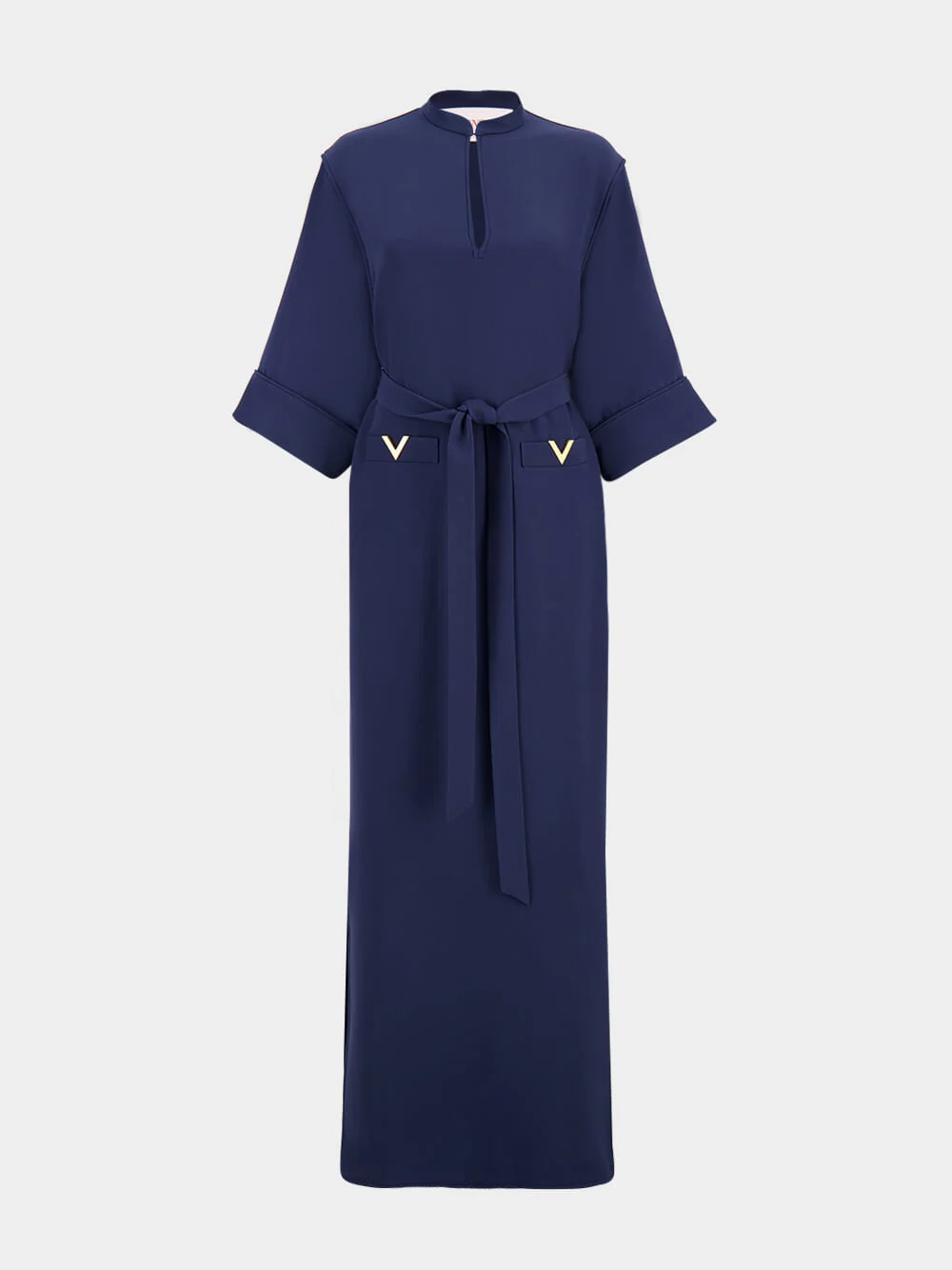 Indigo Cady Couture Silk Maxi Gown