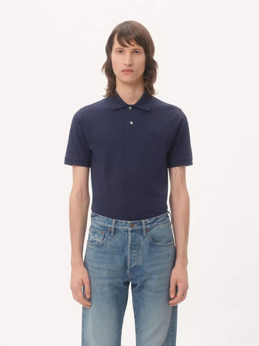 Indigo Cotton Piqué Polo Shirt - Image 2