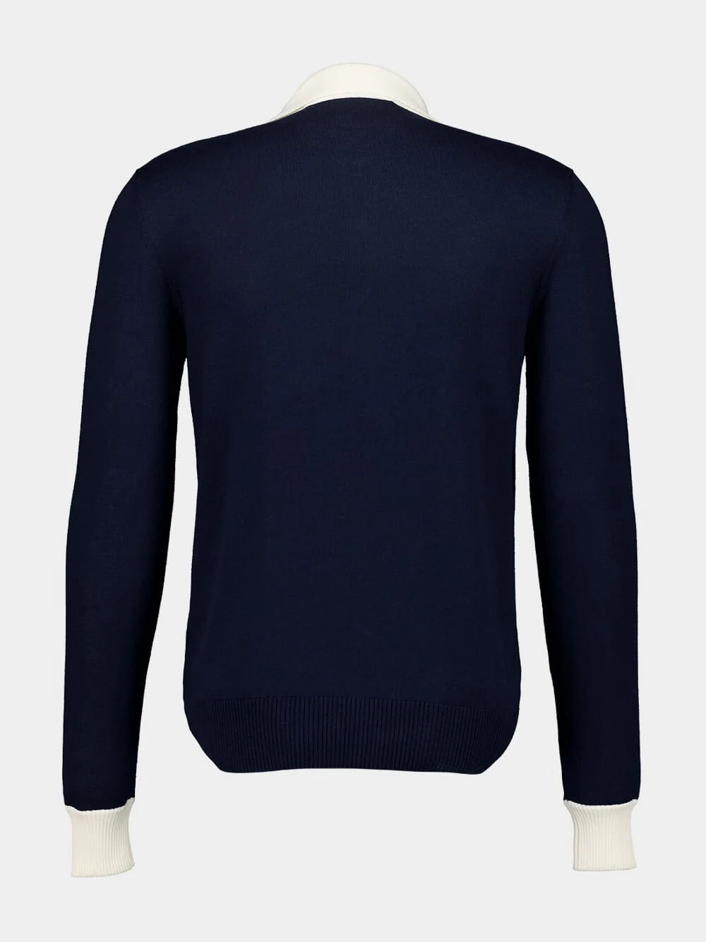 Indigo Long-Sleeved Cotton Polo Shirt - Image 2