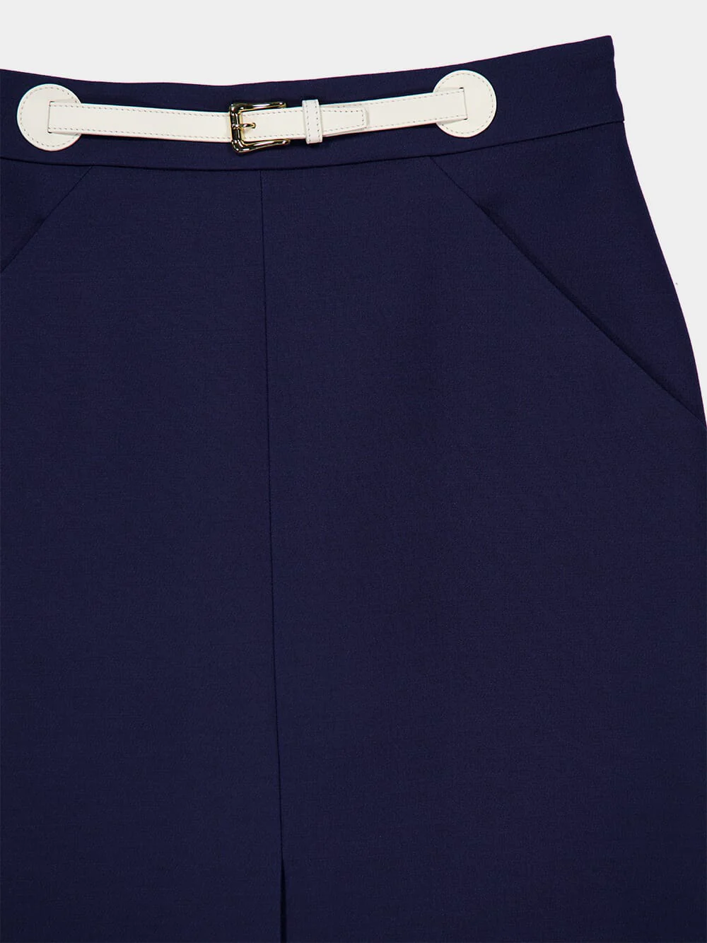 Indigo Midi Skirt with Leather Details - Image 3