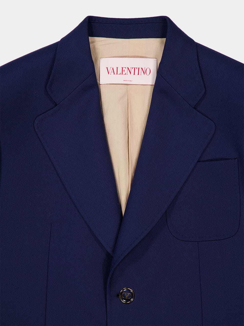 Indigo Wool Gabardine Single-Breasted Blazer - Image 3