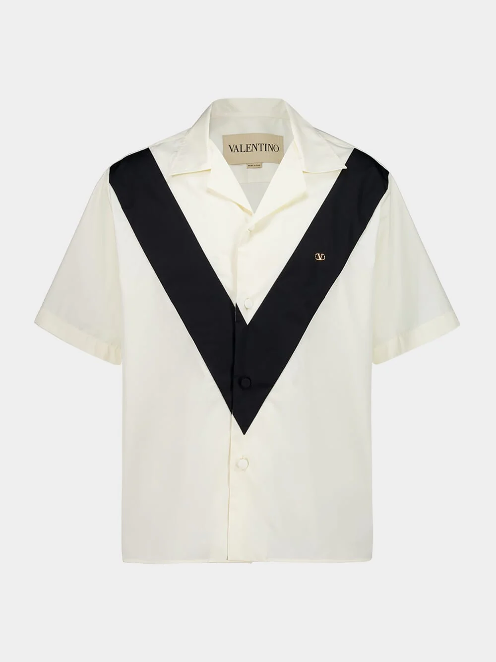 Ivory and Black Cotton Poplin Bowling Shirt - Image 2