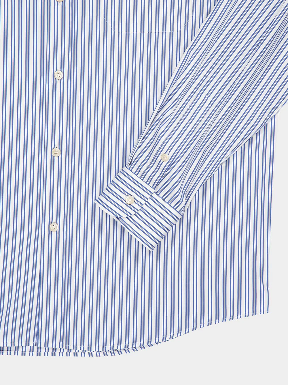 Ivory and Blue Cotton Poplin Shirt with VGold Stripes - Image 3
