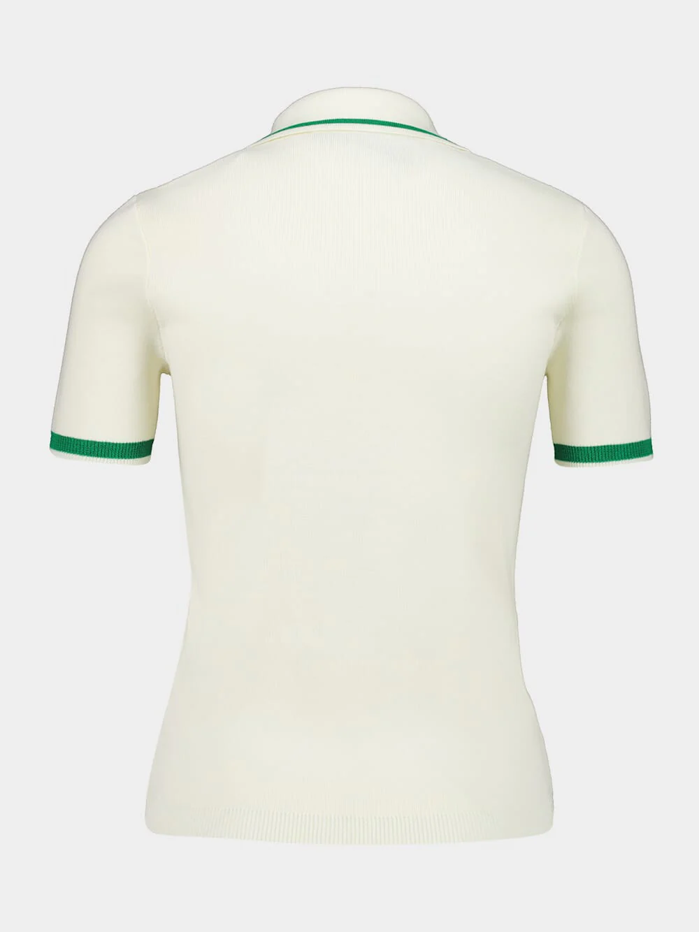 Ivory and Green Short-Sleeve Cotton Polo - Image 2