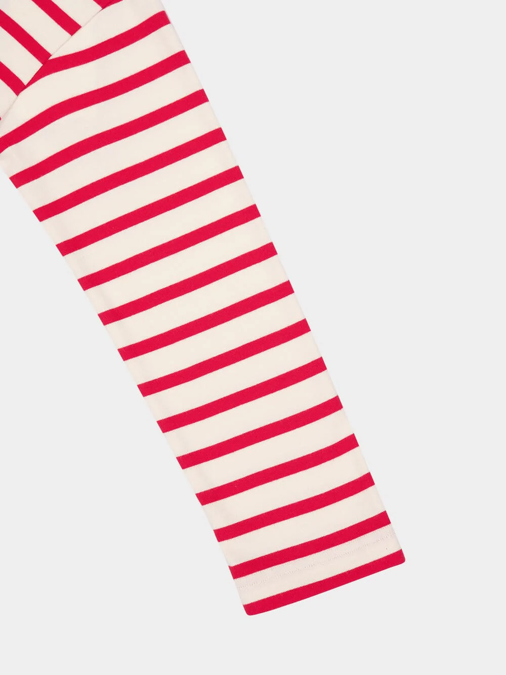 Ivory and Red Striped Cotton Jersey Long-Sleeved Top - Image 6