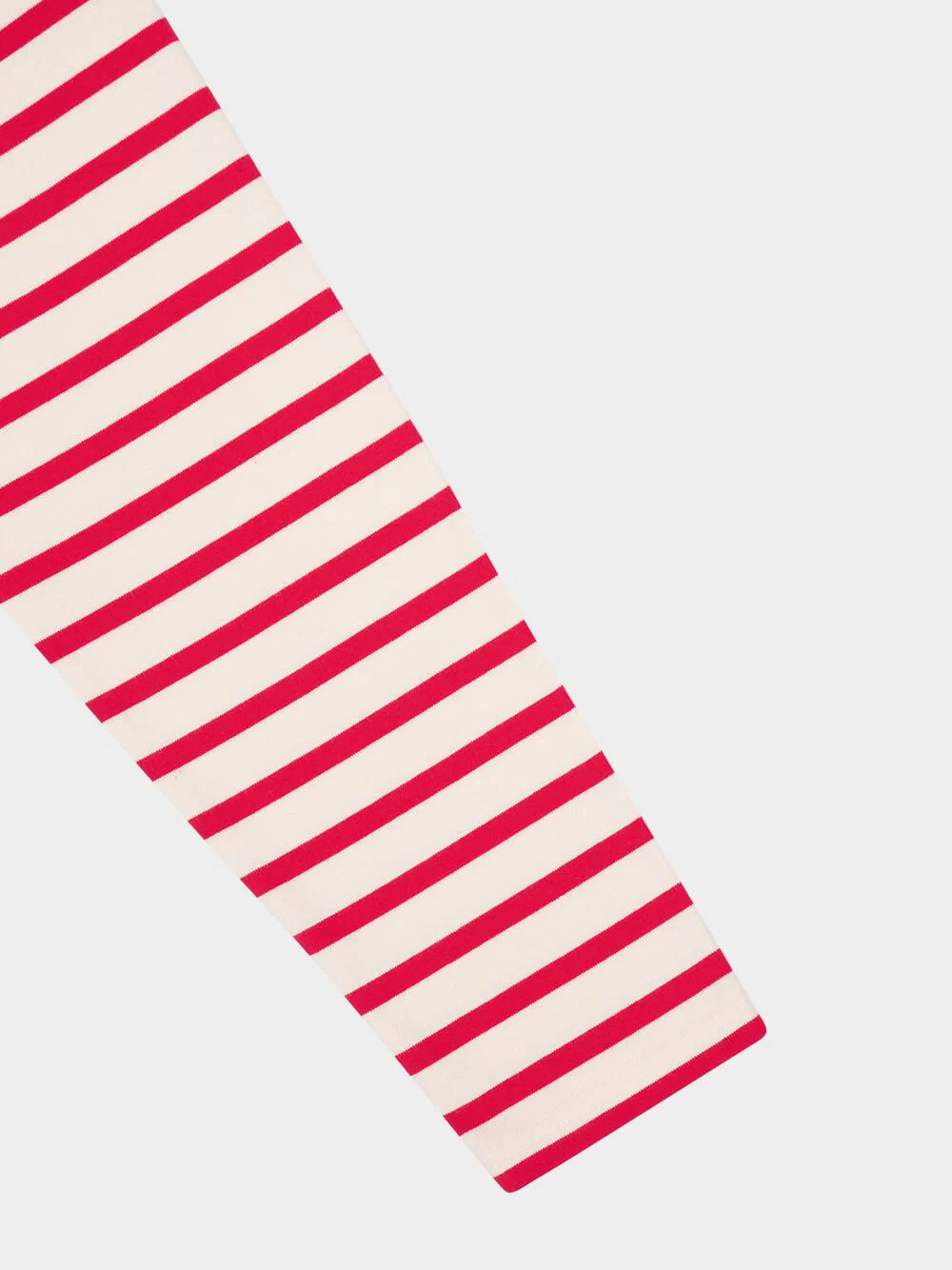 Ivory and Red Striped Cotton Jersey Long-Sleeved Top - Image 8