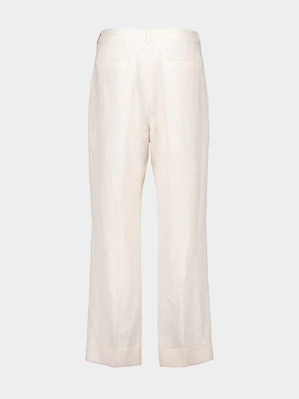 Ivory Classic Fit Linen Trousers - Image 2