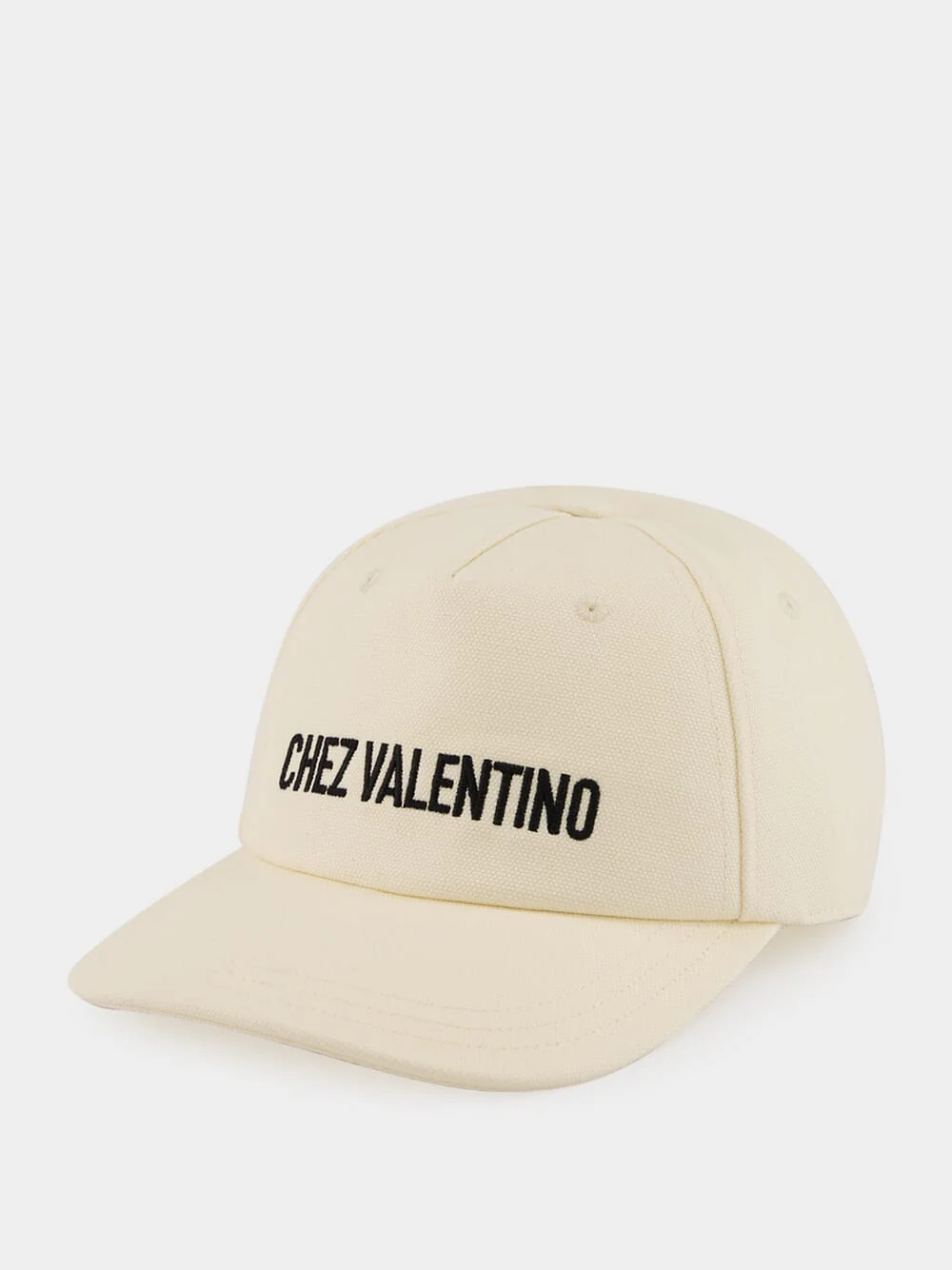 Ivory Cotton Chez Valentino Baseball Cap