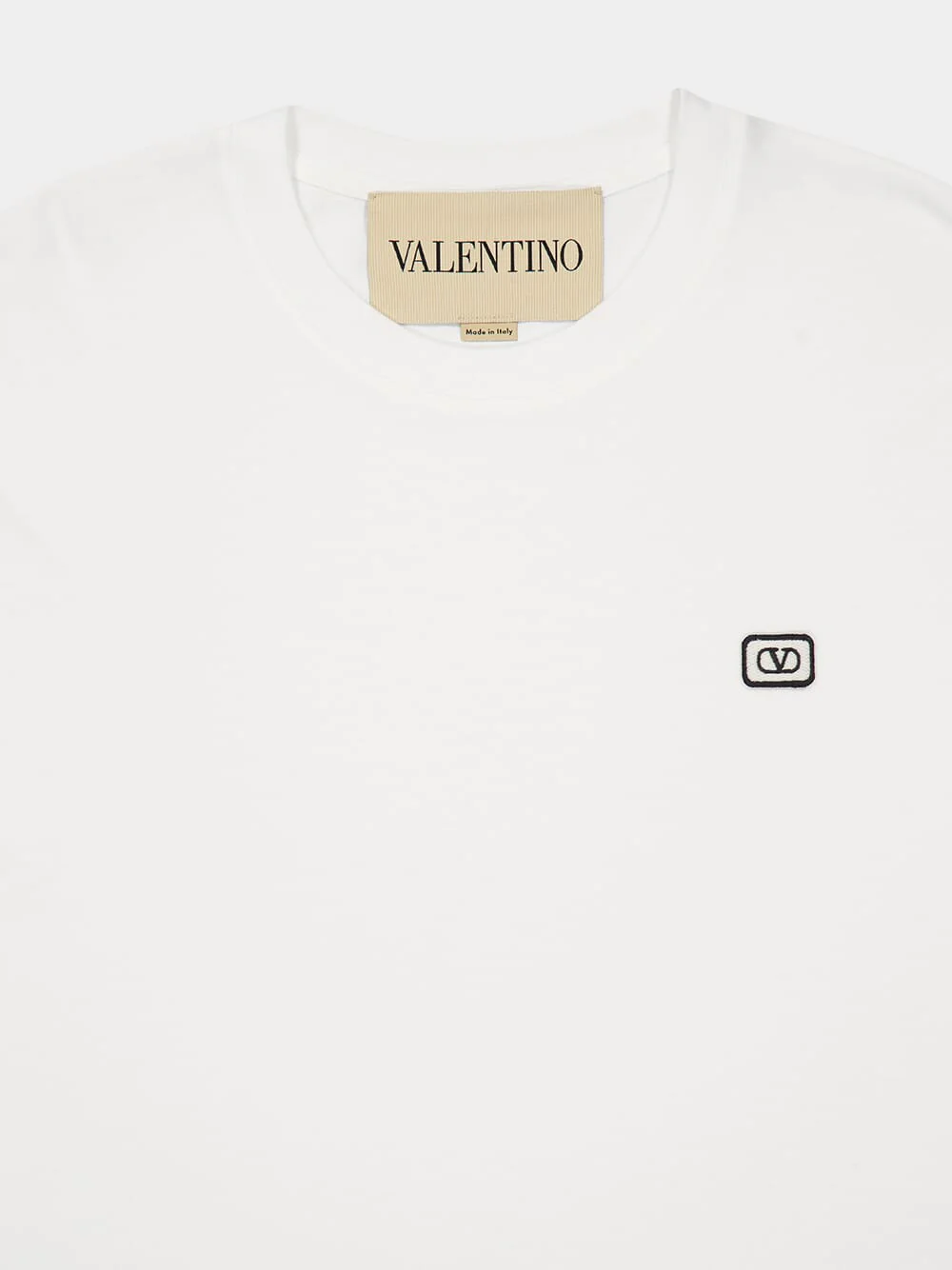 Ivory Cotton Jersey Short-Sleeve T-Shirt with VLogo Patch - Image 3