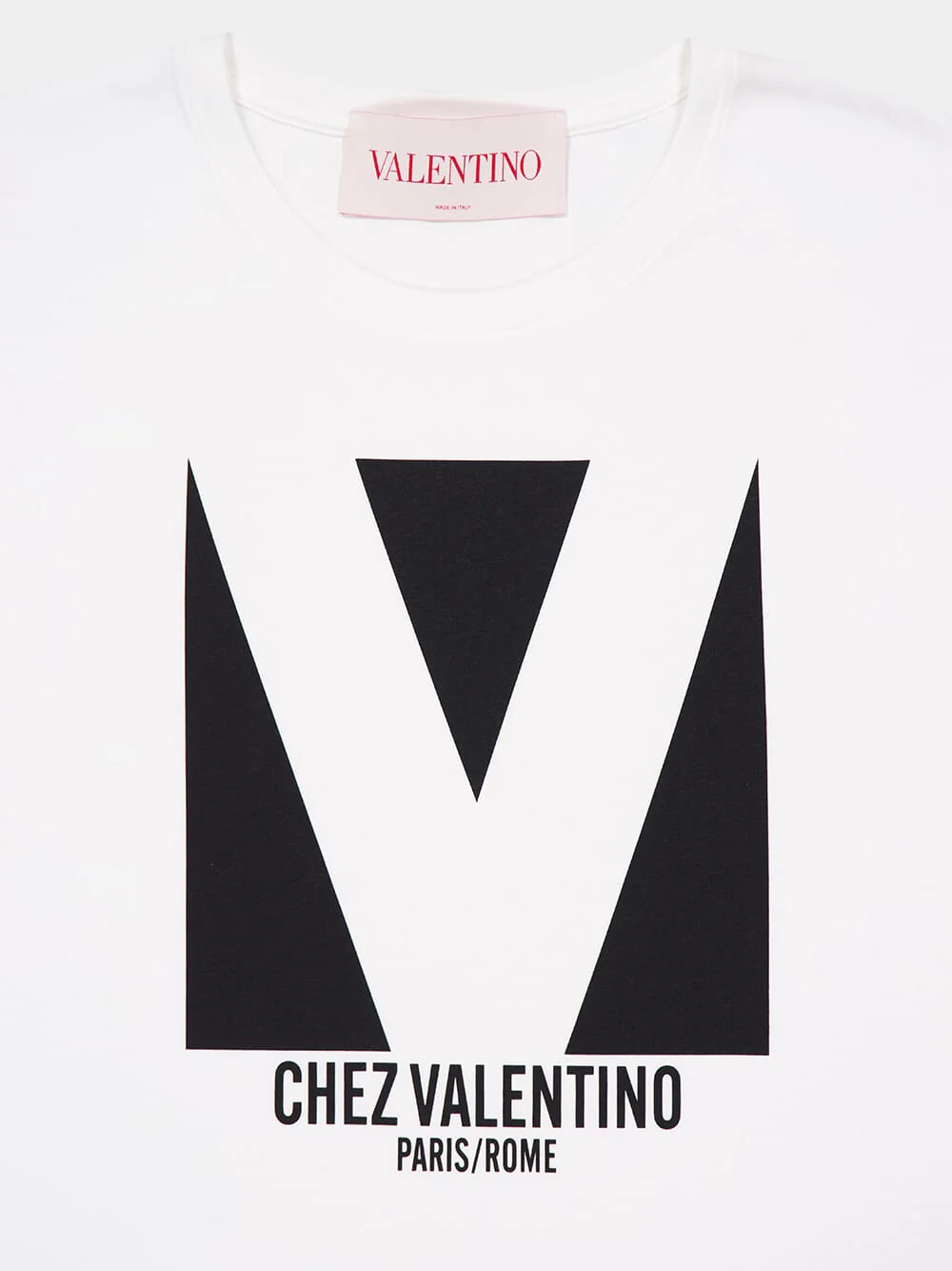 Ivory Cotton T-Shirt with Chez Valentino Print - Image 5