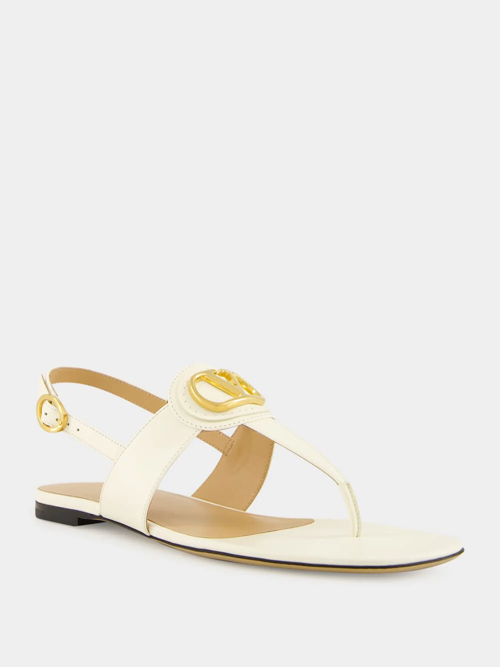 Ivory Flat Thong Sandals with Vlogo - Image 2