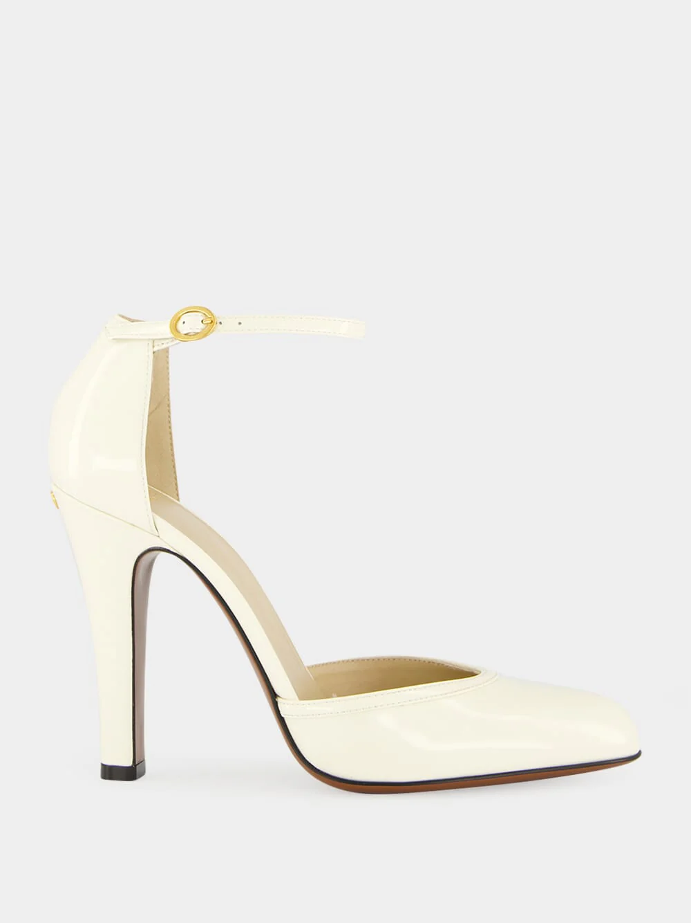 Ivory High-Heel Ankle Strap Sandals