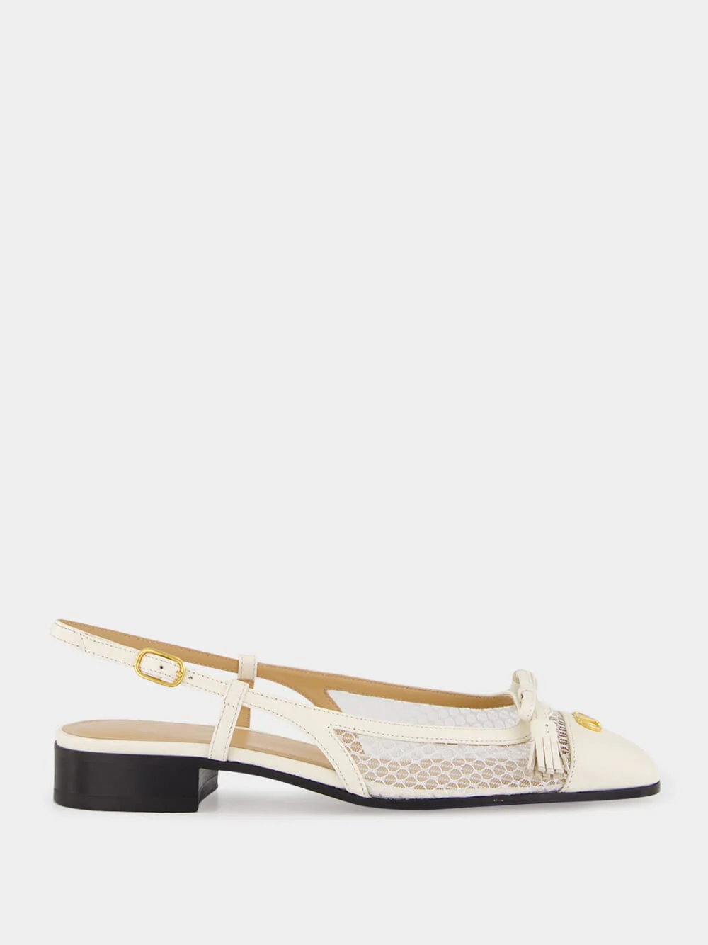 Ivory Kid Leather Slingback Flats