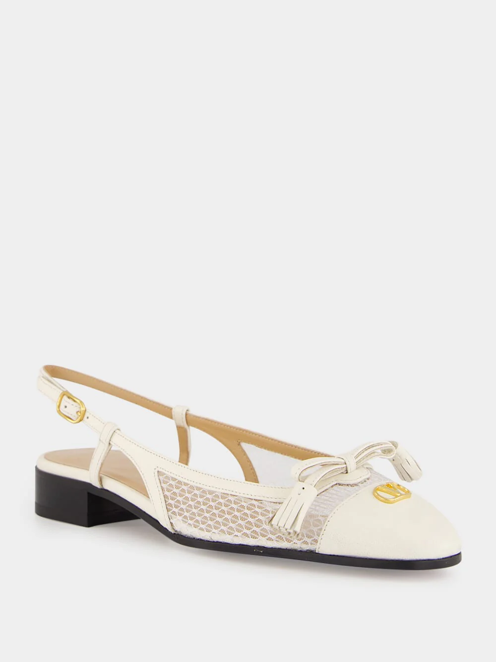 Ivory Kid Leather Slingback Flats - Image 2