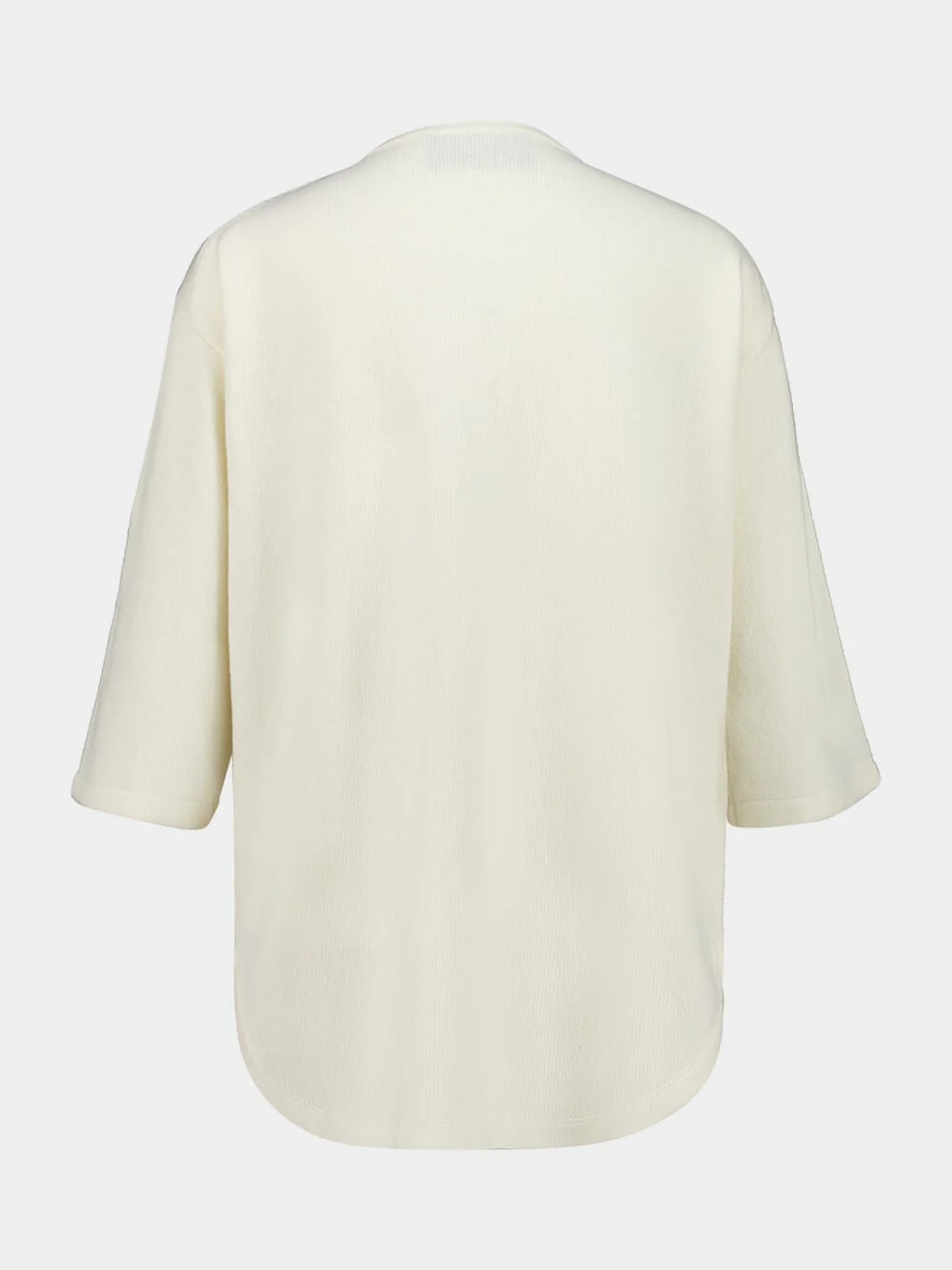 Ivory Long-Sleeve Wool Top with V Detail - Image 2