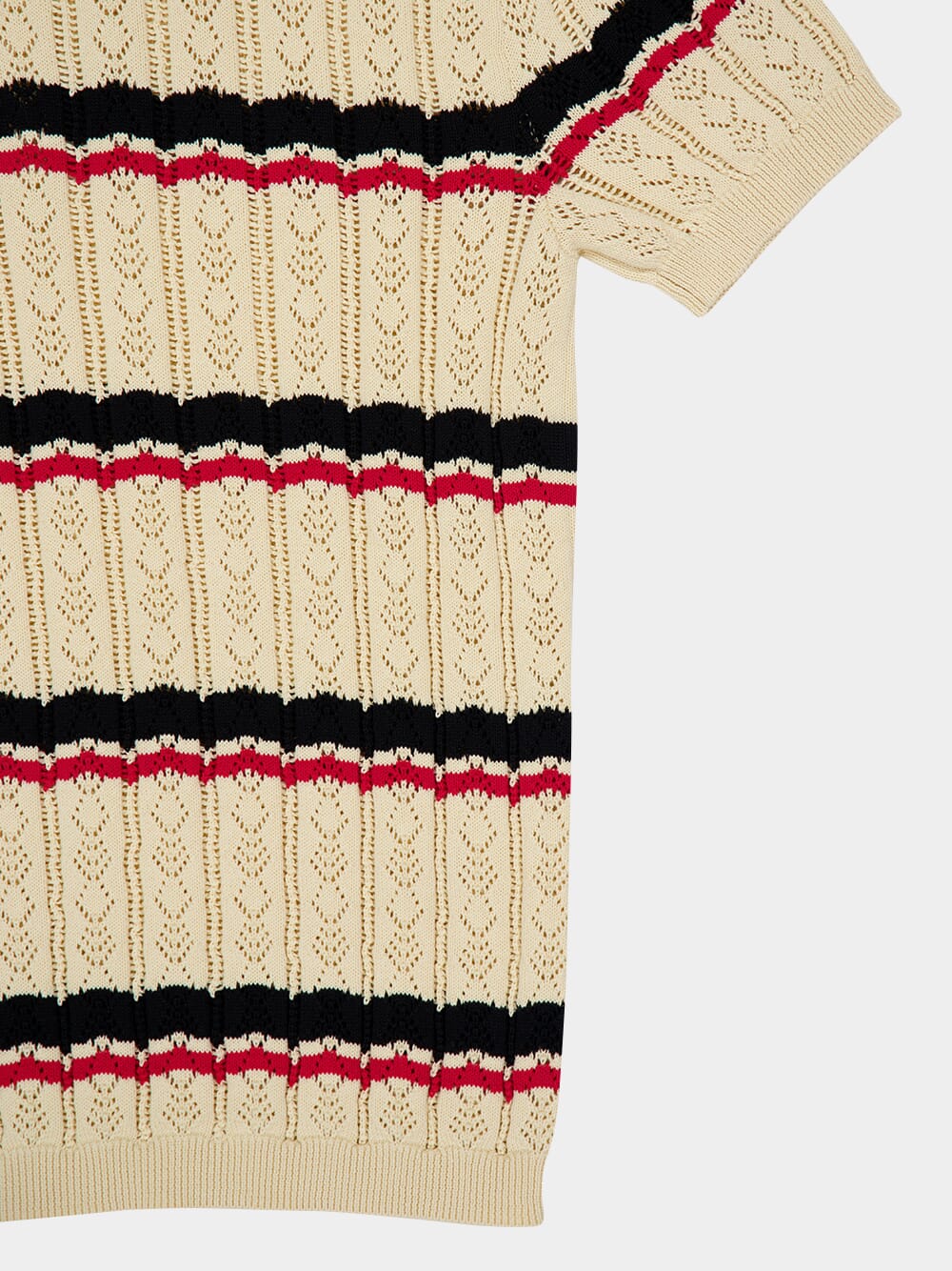 Ivory Striped Cotton Polo with Vlogo - Image 4