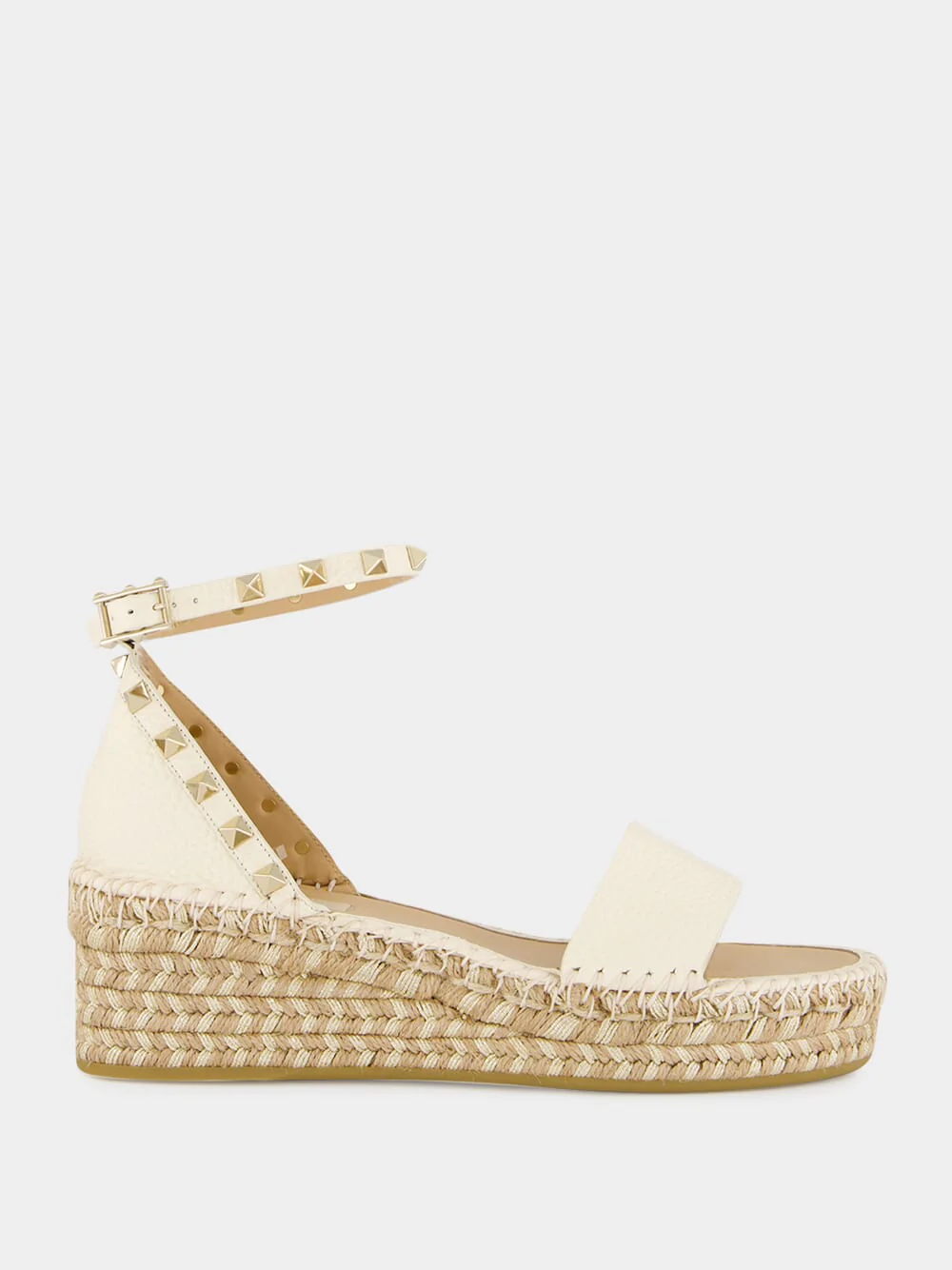Light Ivory Leather Espadrille Sandals