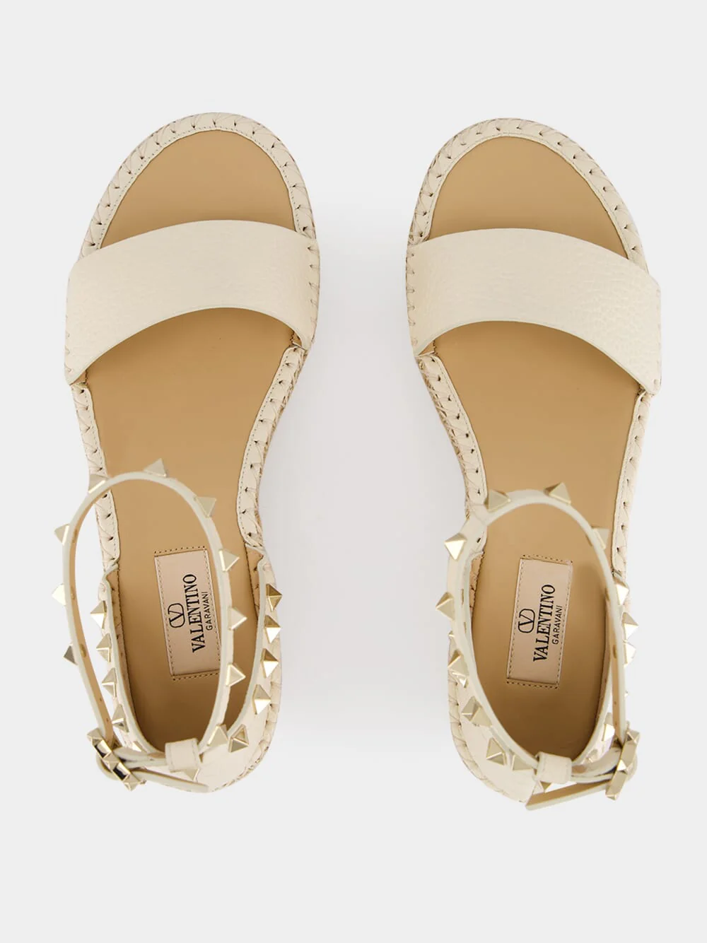 Light Ivory Leather Espadrille Sandals - Image 4