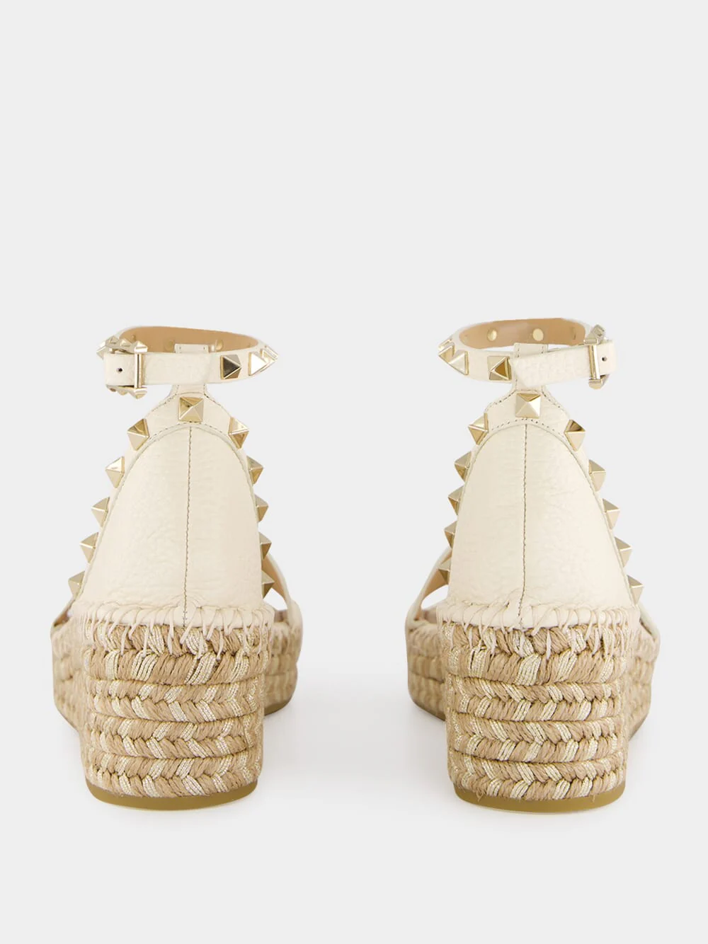 Light Ivory Leather Espadrille Sandals - Image 5