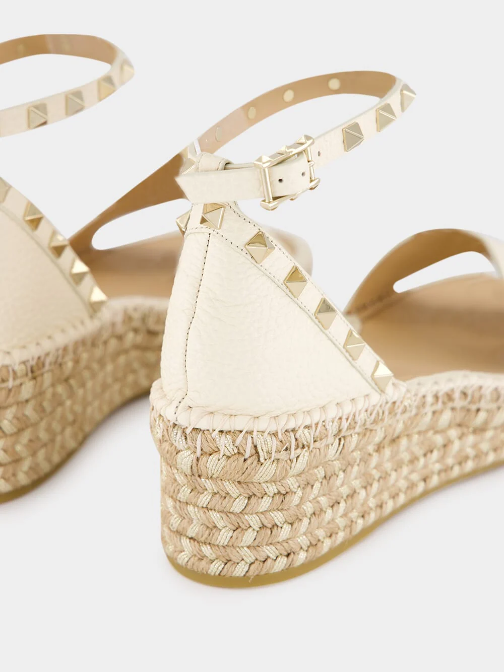 Light Ivory Leather Espadrille Sandals - Image 6