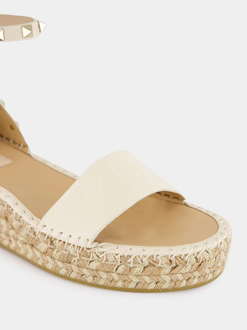 Light Ivory Leather Espadrille Sandals - Image 7