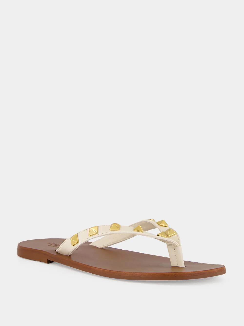 Light Ivory Rockstud Calfskin Sandals - Image 2