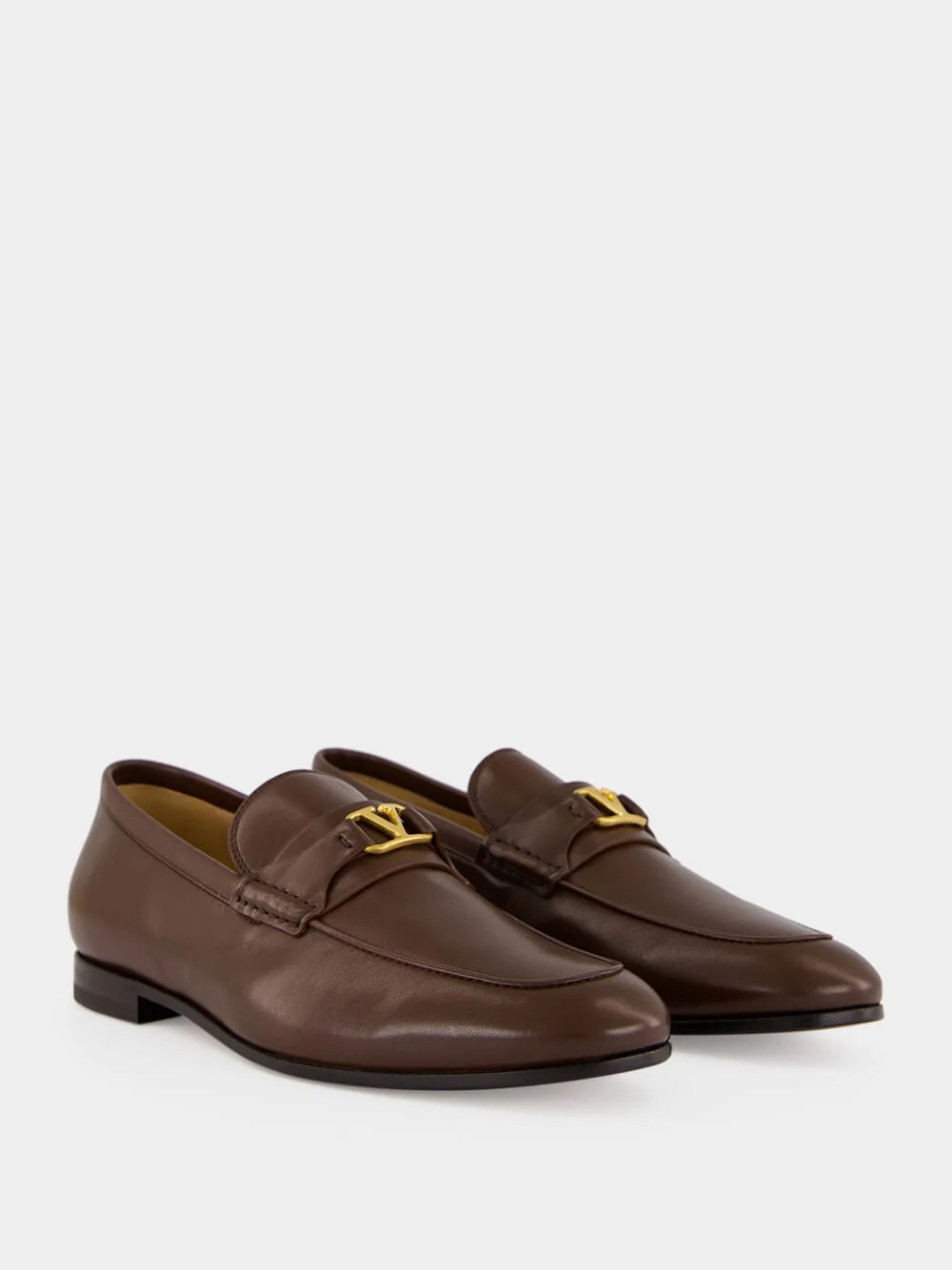 Brown VLogo Signature Nappa Loafers - Image 3