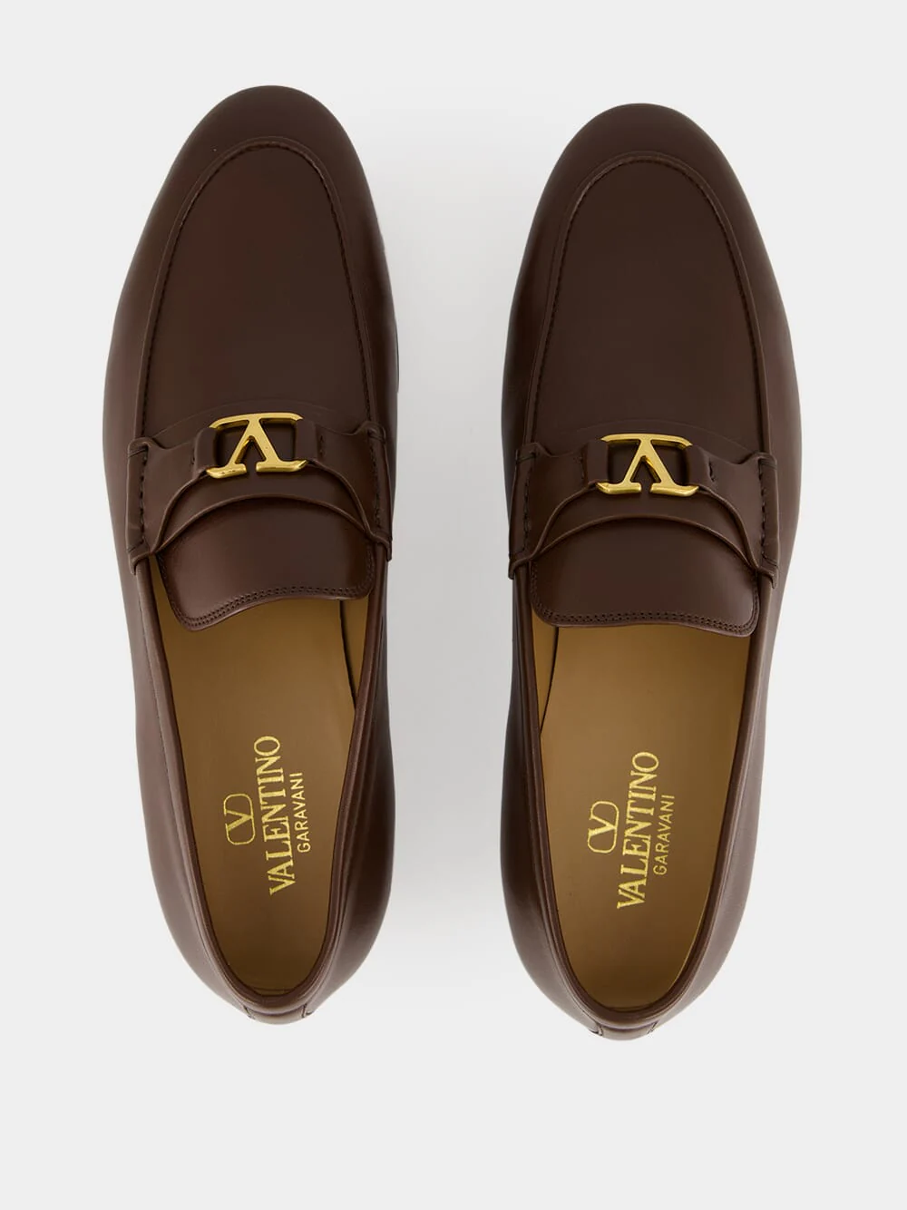 Brown VLogo Signature Nappa Loafers - Image 4