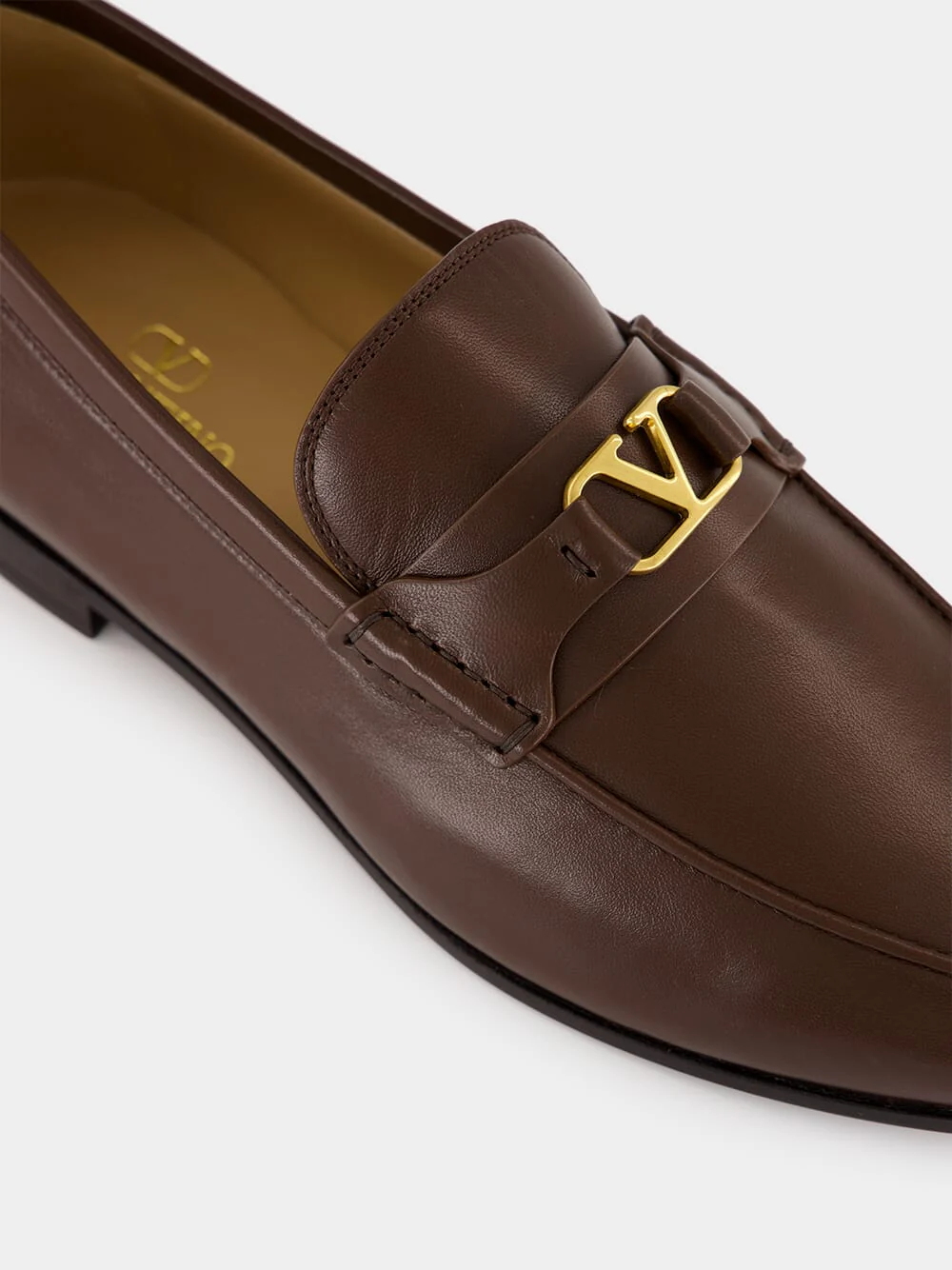 Brown VLogo Signature Nappa Loafers - Image 7
