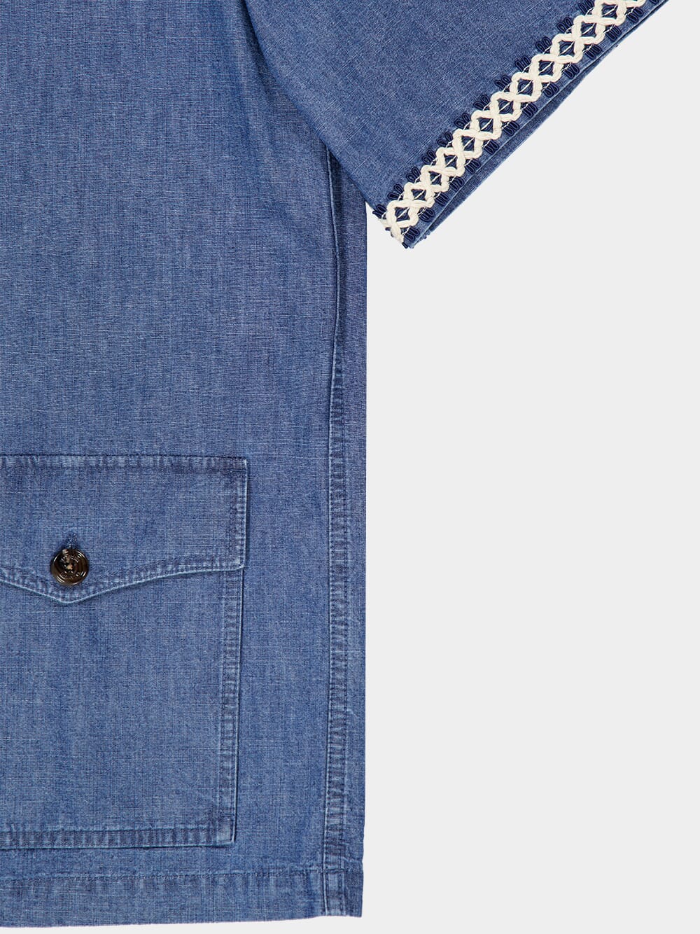 Medium Denim Blue Short-Sleeve Denim Shirt - Image 4