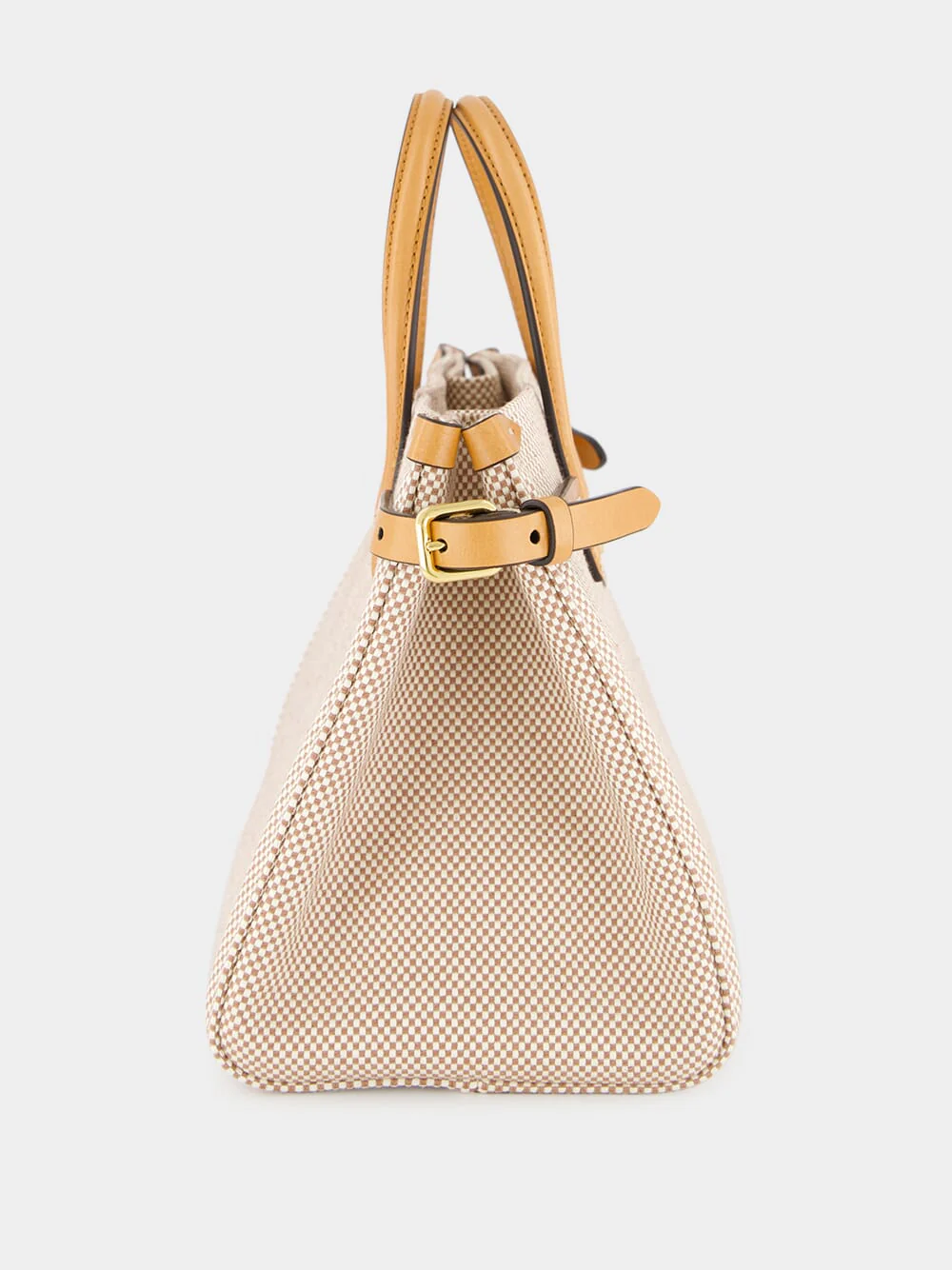Natural and Tobacco Antibes Small Canvas Shopping Bag - Image 12
