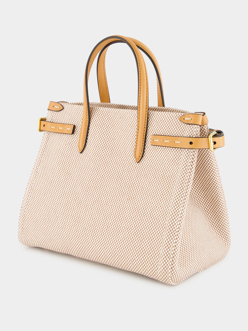 Natural and Tobacco Antibes Small Canvas Shopping Bag - Image 13