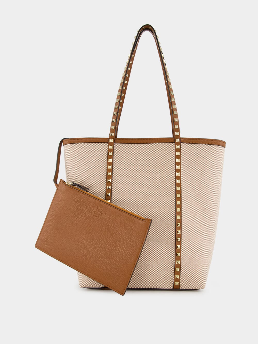 Natural and Tobacco Canvas Rockstud Tote Bag - Image 2