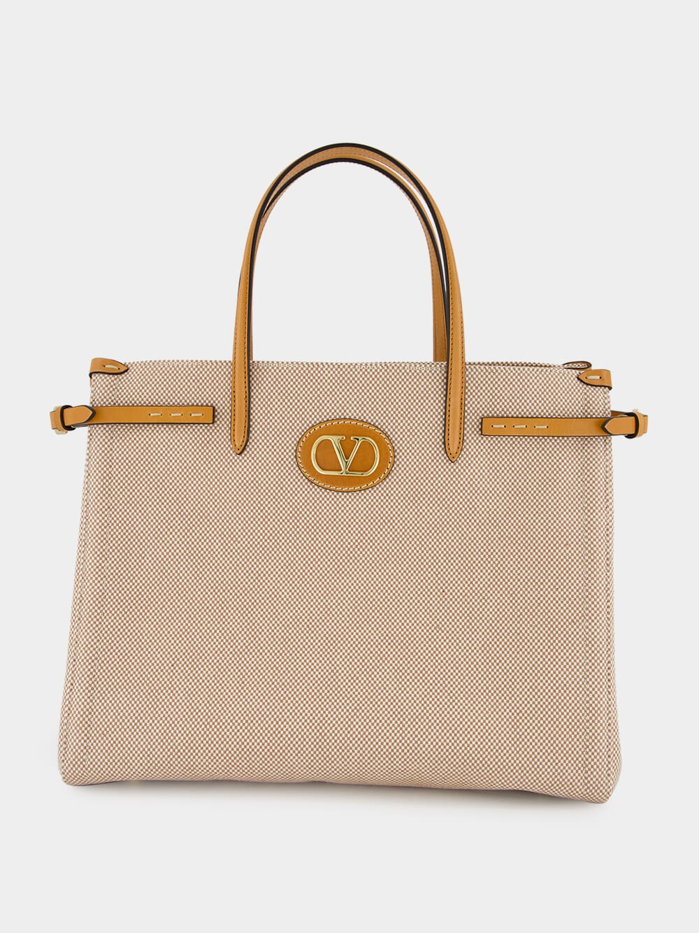 Natural and Tobacco Canvas Shopping Bag