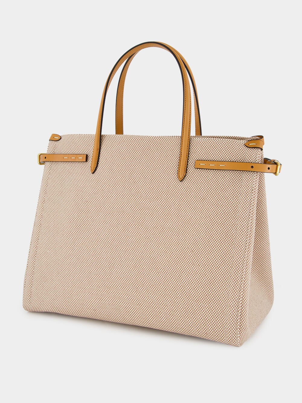 Natural and Tobacco Canvas Shopping Bag - Image 4