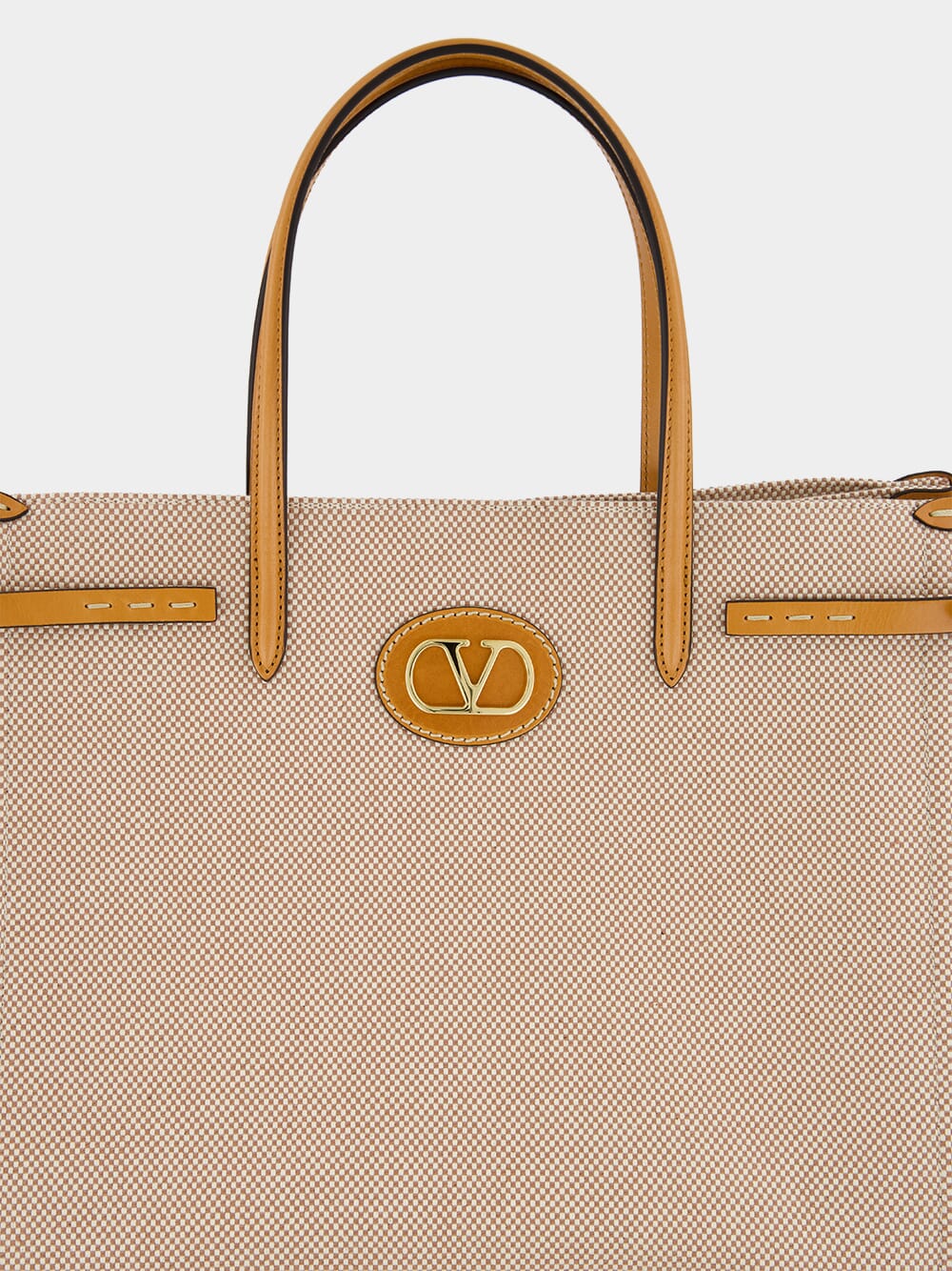 Natural and Tobacco Canvas Shopping Bag - Image 6