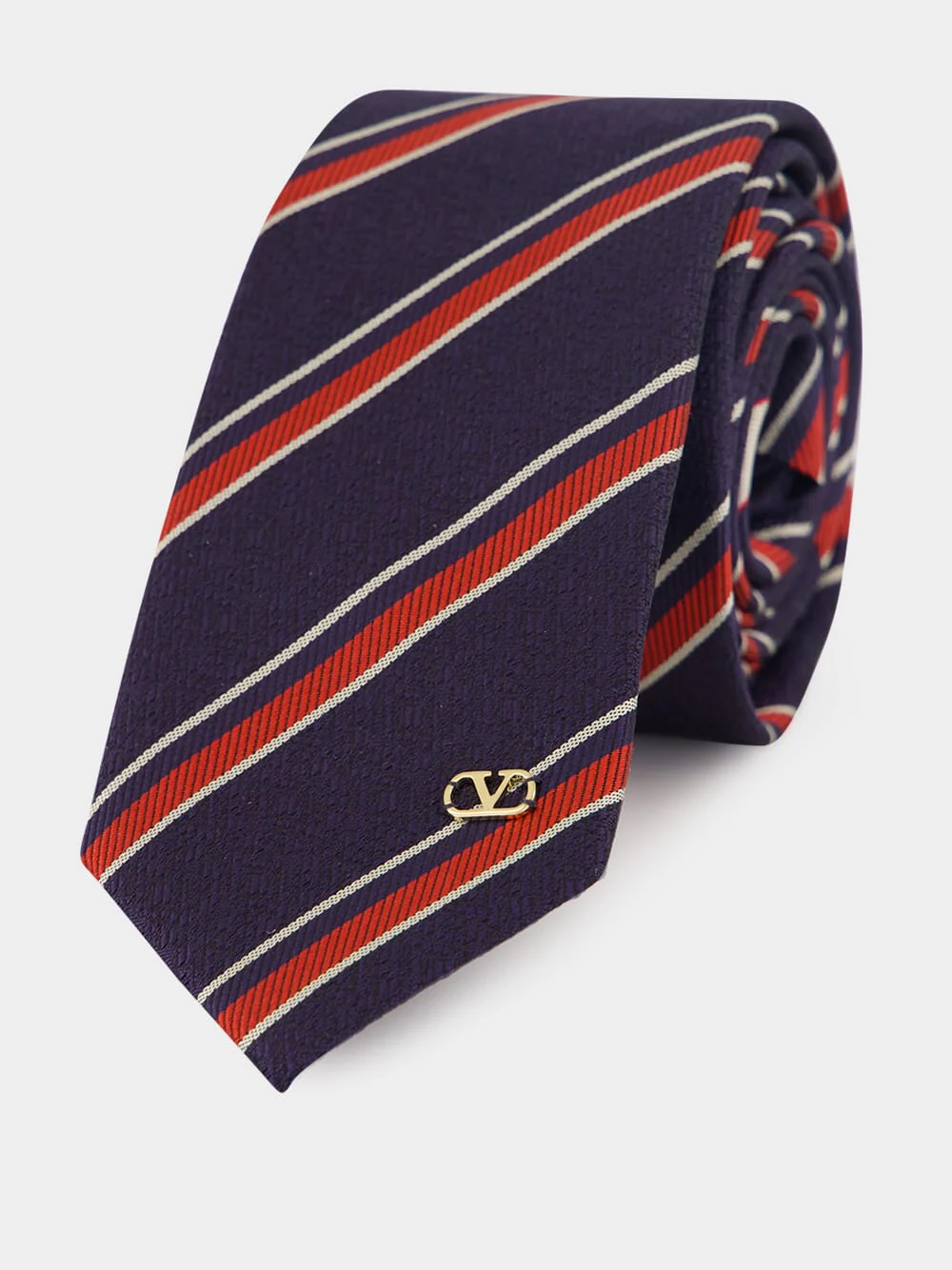 Navy and Burgundy Jacquard Regimental Silk Tie